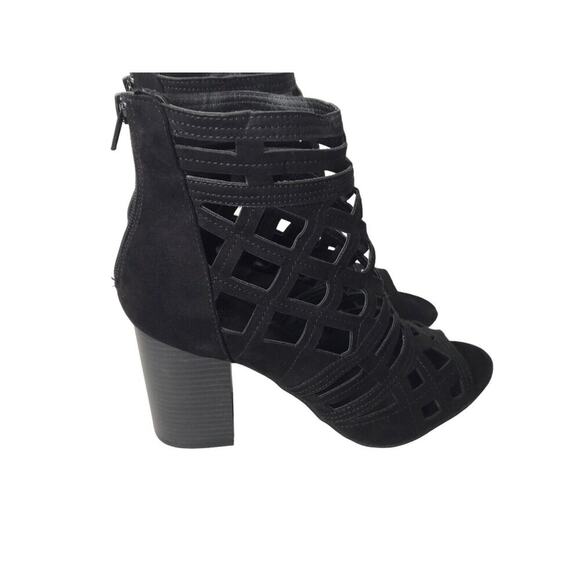 Charlotte Russe Size 10 Cameron Black Block Heel PeepToe Caged Gladiator Sandals - Picture 11 of 13